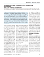 Consensus workshop on methods to evaluate developmental immunotoxicity