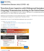 Travelers from Countries with Widespread Sustained Ongoing Transmission Arriving in the United States March 3 2020