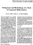 Background and methodology of a study of congenital malformations