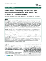 Public Health Emergency Preparedness and Response Communications with Health Care Providers A Literature Review