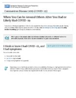 When You Can Be Around Others After You Had or Likely Had COVID19 May 24 2020