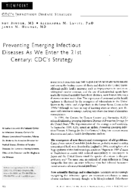 Preventing Emerging Infectious Diseases As We Enter The 21St Century CDCs Strategy