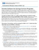 Interim Guidance for Syringe Services Programs May 15 2020