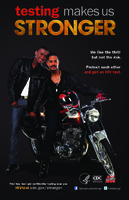 Testing Makes Us Stronger  Motorcycle 11 x 17 Poster We like the thrill but not the risk Protect each other and get an HIV test
