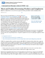 Meat and poultry processing workers and employers  interim guidance from CDC and the Occupational Safety and Health Administration OSHA