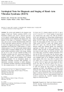 Serological tests for diagnosis and staging of handarm vibration syndrome HAVS