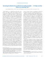 Screening for Alcohol Use and Brief Counseling of Adults  13 States and the District of Columbia 2017