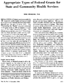 Appropriate Types Of Federal Grants For State And Community Health Services