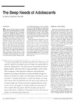 The Sleep Needs of Adolescents