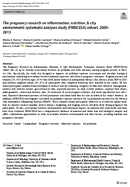 The Pregnancy Research on Inflammation Nutrition  City Environment Systematic Analyses Study PRINCESA Cohort 20092015