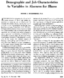 Demographic and job characteristics as variables in absences for illness