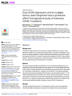 PostCOVID depression and its multiple factors does Favipiravir have a protective effect A longitudinal study of indonesia COVID19 patients