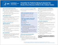 Checklist for patients being evaluated for Ebola virus disease EVD in the United States