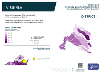 VA Congressional District 01 Stroke and Federally Qualified Health Centers Map 118th Congress