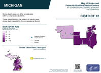MI Congressional District 12 Stroke and Federally Qualified Health Centers Map 119th Congress