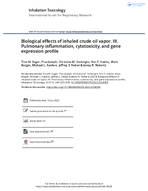 Biological Effects of Inhaled Crude Oil Vapor III Pulmonary Inflammation Cytotoxicity and Gene Expression Profile