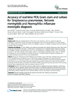 Accuracy of realtime PCR Gram stain and culture for Streptococcus pneumoniae Neisseria meningitidis and Haemophilus influenzae meningitis diagnosis