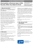 Haemophilus influenzae type b Hib vaccine  what you need to know