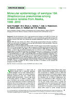 Molecular epidemiology of serotype 19A Streptococcus pneumoniae among invasive isolates from Alaska 19862010
