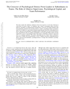 The crossover of psychological distress from leaders to subordinates in teams the role of abusive supervision psychological capital and team performance