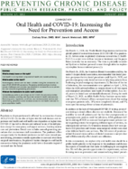 Oral Health and COVID19 Increasing the Need for Prevention and Access