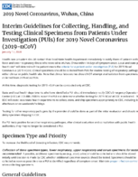 Interim guidelines for collecting handling and testing clinical specimens from patients under investigation PUIs for 2019 novel coronavirus 2019nCoV