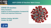 COVID19 vaccines  policy questions evidence to recommendation framework  critical and important outcomes