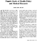 Finnish goals of health policy and medical research