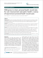 Willingness to share personal health record data for care improvement and public health a survey of experienced personal health record users