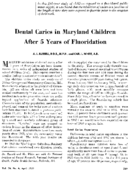Dental Caries In Maryland Children After 5 Years Of Fluoridation