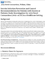 Interim infection prevention and control recommendations for patients with known or patients under investigation for 2019 novel coronavirus 2019nCoV in a healthcare setting