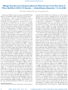 Allergic Reactions Including Anaphylaxis After Receipt of the First Dose of PfizerBioNTech COVID19 Vaccine  United States December 1423 2020