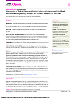Assessment of Risk of Rheumatoid Arthritis Among Underground Hard Rock and Other Mining Industry Workers in Colorado New Mexico and Utah