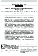 COVID19 Vaccination and Intent Among Healthcare Personnel US