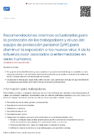 Recomendaciones interinas actualizadas para la proteccin de los trabajadores y el uso del equipo de proteccin personal EPP para disminuir la exposicin a los nuevos virus A de la influenza aviar asociados a enfermedades en seres humanos