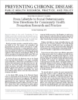 From Lifestyle to Social Determinants New Directions for Community Health Promotion Research and Practice