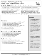 2008 Pakistan  Peshawar Ages 1315 Global Youth Tobacco Survey GYTS Fact Sheet