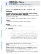 Lessons learned COVID19 vaccinations and people with disabilities