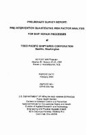 Preliminary Survey Report PreIntervention Quantitative Risk Factor Analysis for Ship Repair Processes at Todd Pacific Shipyards Corporation Seattle Washington