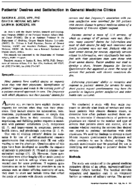 Patients desires and satisfaction in general medicine clinics