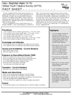 2008 Iraq  Baghdad Ages 1315 Global Youth Tobacco Survey GYTS Fact Sheet