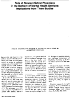 Role of nonpsychiatrist physicians in the delivery of mental health services implications from three studies