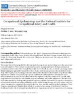 Occupational Epidemiology and the National Institute for Occupational Safety and Health