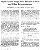 Rapid plasma reagin card test for syphilis and other treponematoses