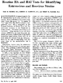 Routine HA and HAI tests for identifying enterovirus and reovirus strains