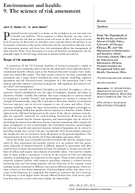 Environment and Health 9 The Science of Risk Assessment