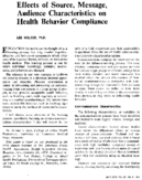 Effects Of Source Message Audience Characteristics On Health Behavior Compliance