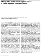 A study of the quality of prescriptions issued in a busy pediatric emergency room