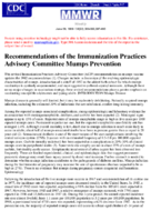 Recommendations of the Immunization Practices Advisory Committee  Mumps prevention