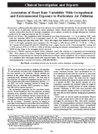 Association of Heart Rate Variability with Occupational and Environmental Exposure to Particulate Air Pollution